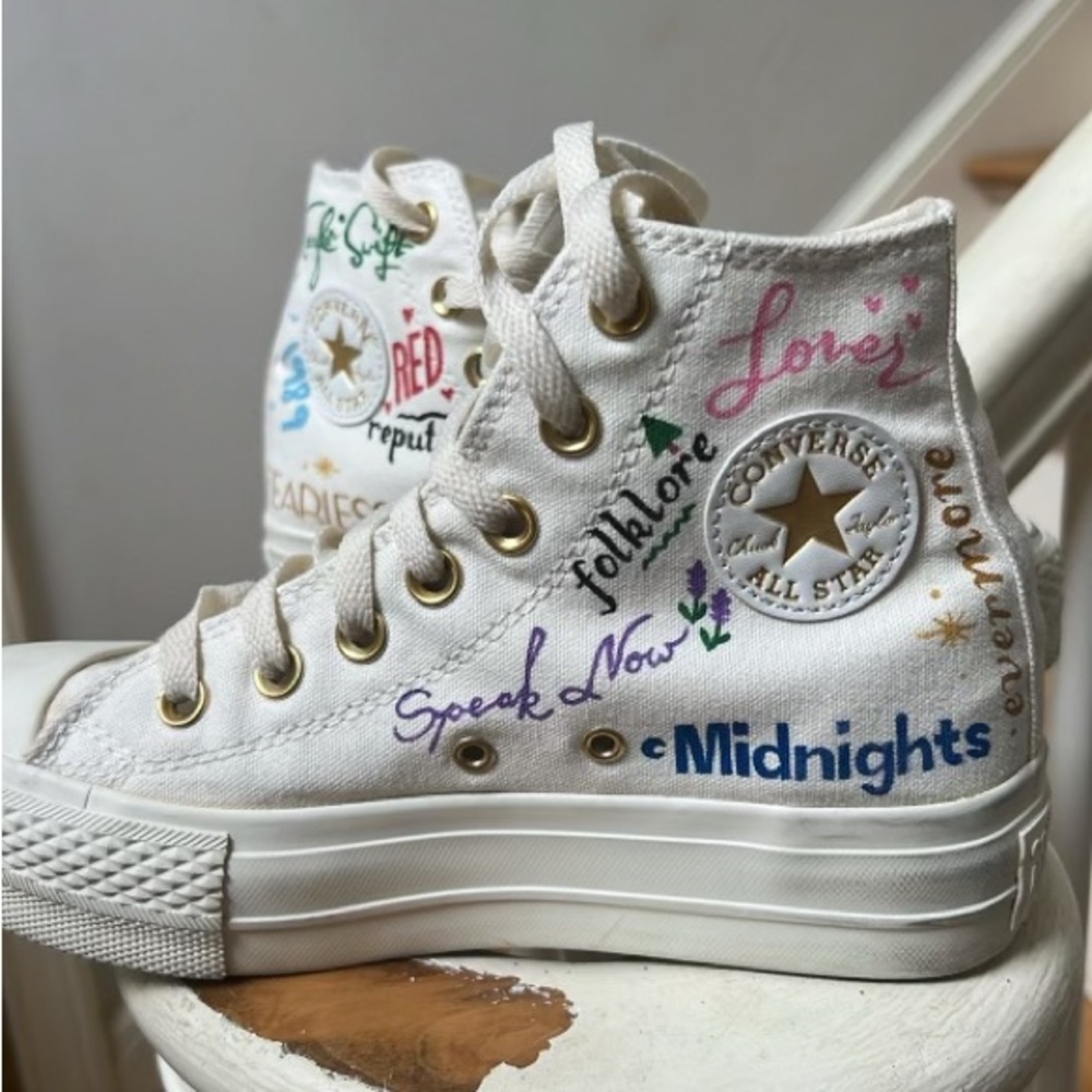 Taylor swift eras hand painted converse